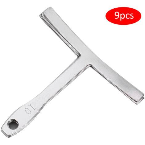 9-teiliges Gitarrenradius-Messset, T-Lineal aus Edelstahl zur Griffbrettvermessung, Werkzeug für Gitarrenbauer (silber)
