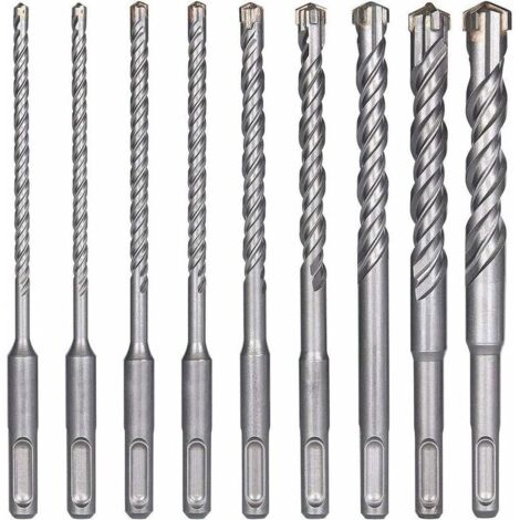 9-teiliges SDS-Plus-Betonbohrer-Set – Durchmesser 5 bis 16 mm – Länge 160 mm – Hartmetallspitze für optimale Leistung