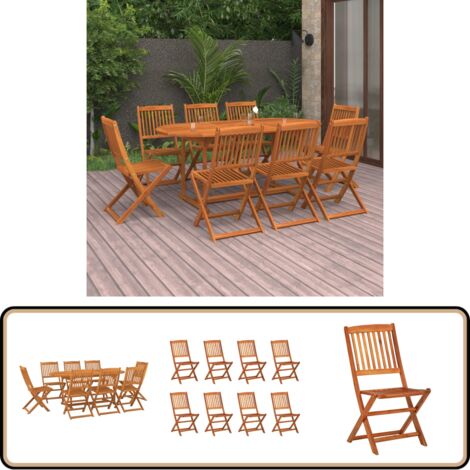 9-tlg. Garten-Essgruppe 180x90x75 cm Massivholz Akazie - Gartenmöbel - Essgruppe - Gartentisch - Gartenstuhl - Akazienholz