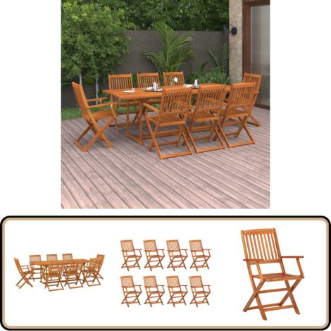 9-tlg. Garten-Essgruppe 220x90x75 cm Massivholz Akazie - Gartenmöbel - Essgruppe - Gartentisch - Gartenstuhl - Akazienholz