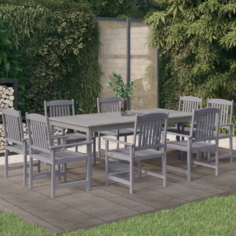 9-tlg. Garten-essgruppe Massivholz Akazie Grau Vidaxl