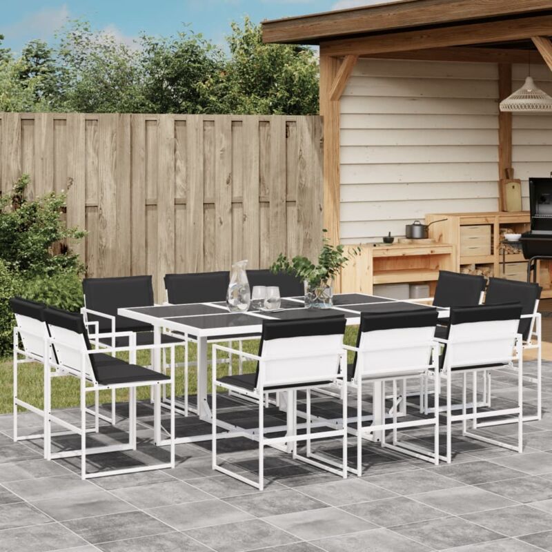 11-tlg. Garten-essgruppe Mit Kissen Weiß Textilene - Vidaxl