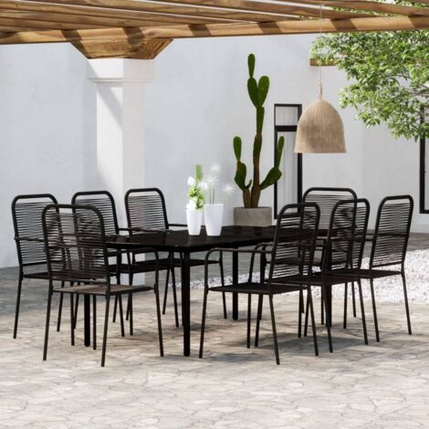 9-tlg. Garten-Essgruppe Schwarz
