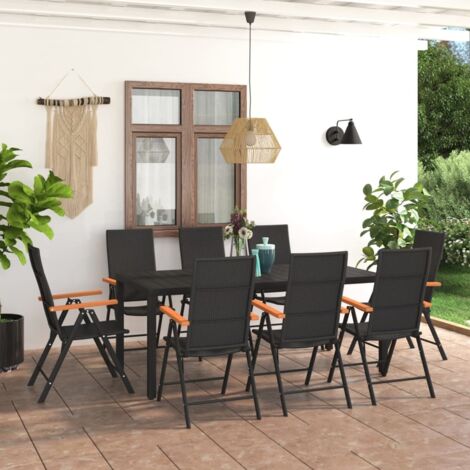9-tlg. Garten-Essgruppe Schwarz und Braun vidaXL