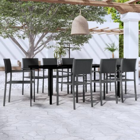 9-tlg. Garten-Essgruppe Schwarz vidaXL