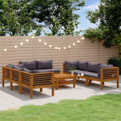 9-tlg. Garten-Lounge-Set mit Kissen Massivholz Akazie vidaXL