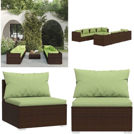 9-tlg. Garten-Lounge-Set mit Kissen Poly Rattan Braun - Gartensitzgruppe - Lounge Set - Outdoor Möbel - Gartenmöbel - Rattan Gartenmöbel - Home & Living