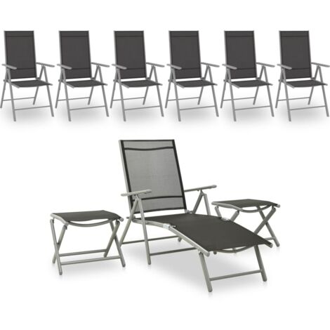 9-tlg. Garten-Lounge-Set Schwarz und Silbern vidaXL