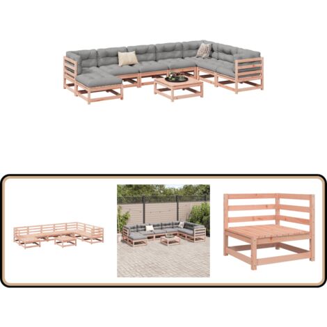 9-tlg. Garten-Sofagarnitur Massivholz Douglasie - Douglasienholzmöbel - Gartensofas - Outdoor Möbel - Loungemöbel - Gartenlounge