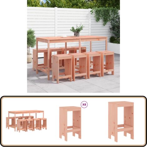 9-tlg. Gartenbar-Set Massivholz Douglasie - Gartentisch - Barhocker - Gartenmöbel - Outdoor Möbel - Holzmöbel