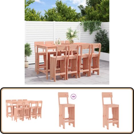 9-tlg. Gartenbar-Set Massivholz Douglasie - Gartentisch - Barhocker - Gartenmöbel - Outdoor Möbel - Holzmöbel