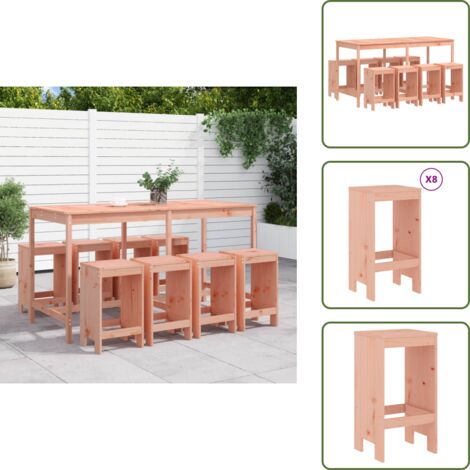 9-tlg. Gartenbar-Set Massivholz Douglasie - Gartentisch - Barhocker - Gartenmöbel - Outdoor Möbel - Holzmöbel