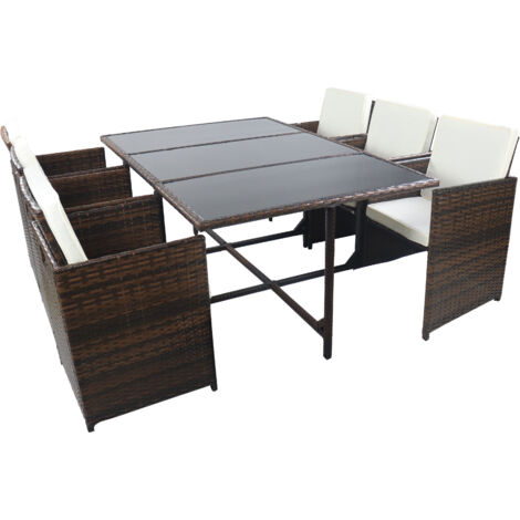 9-tlg Sitzgruppe Gartenmöbel Set Rattan