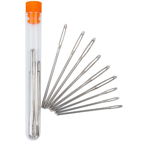 9 Unids Aguja de Coser de Acero Inoxidable Ojo Grande Punto de Cruz Blunt Agujero Grande Tejer Herramienta de Bordado Hilo de Costura en 3 Tamaños Accesorios para Botellas