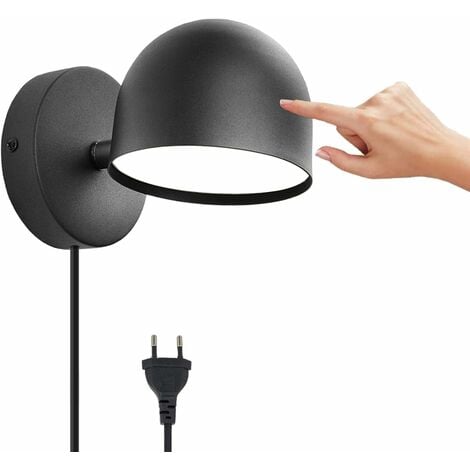 COLNK 9-W-LED-Innenwandleuchte mit Stecker, Wandleuchte mit Touch-Steuerung, dimmbar, um 350 Grad drehbare Nachttischlampe, Warmweiß 3000 K, verstellbares Leselicht für Wohnzimmer, Schlafzimmer, Treppen, Fl