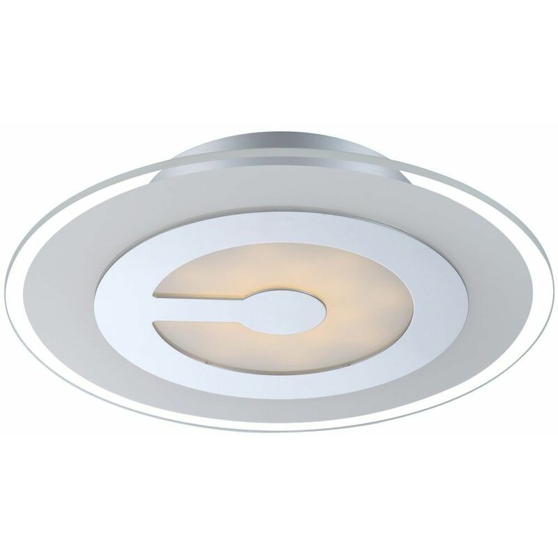 Image of Globo - Lampada da soffitto a led per camera degli ospiti da 9 watt, vetro bianco, illuminazione cromata satinata 41698-3