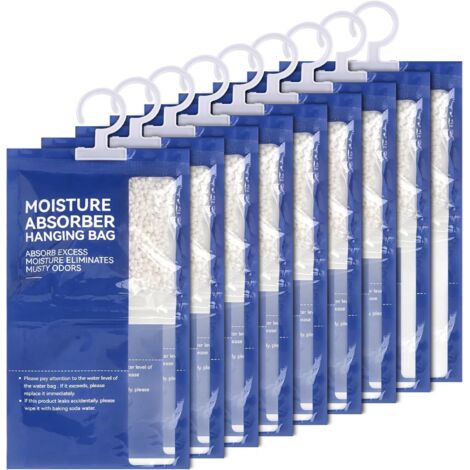 9 x 100 g - Déshumidificateur suspendu - Sac déshumidificateur - Absorbeur d'humidité - Pour cave, chambre à coucher, buanderie - Contre l'humidité