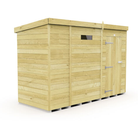 9 x 4 Feet Pent Security Shed - Single Door - Wood - L118 x W276 x H201 cm