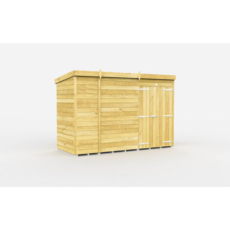 9 x 4 Feet Pent Shed - Double Door Without Windows - Wood - L118 x W276 x H201 cm