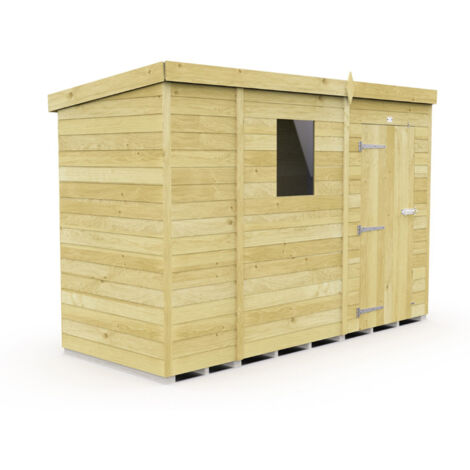 9 x 4 Feet Pent Shed - Single Door With Windows - Wood - L118 x W276 x H201 cm