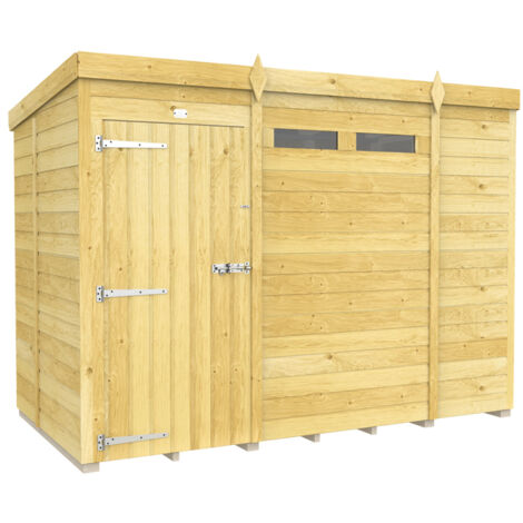 9 x 5 Feet Pent Security Shed - Single Door - Wood - L147 x W276 x H201 cm