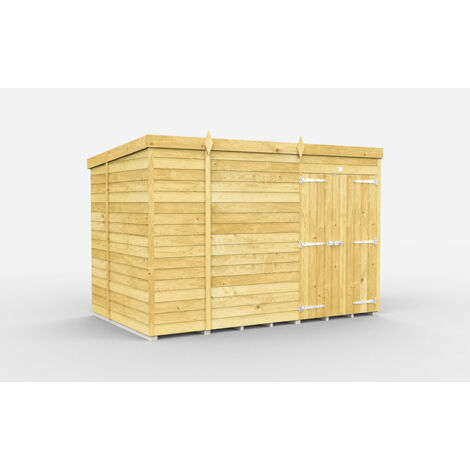 9 x 6 Feet Pent Shed - Double Door Without Windows - Wood - L178 x W276 x H201 cm