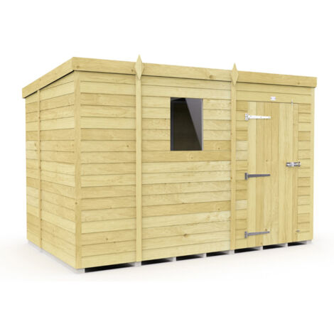 9 x 6 Feet Pent Shed - Single Door With Windows - Wood - L178 x W276 x H201 cm