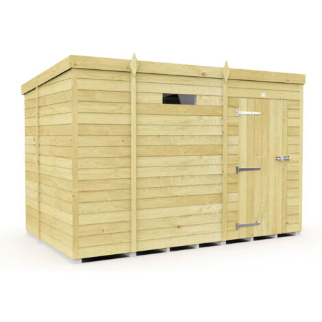 9 x 7 Feet Pent Security Shed - Single Door - Wood - L214 x W276 x H201 cm