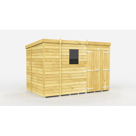 9 x 7 Feet Pent Shed - Double Door With Windows - Wood - L214 x W276 x H201 cm