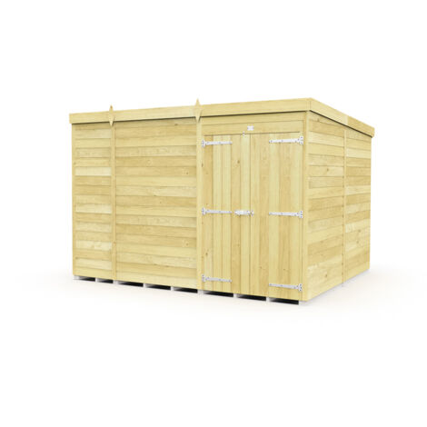 9 x 8 Feet Pent Shed - Double Door Without Windows - Wood - L231 x W276 x H201 cm
