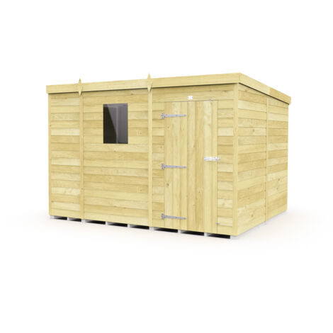 9 x 8 Feet Pent Shed - Single Door With Windows - Wood - L231 x W276 x H201 cm