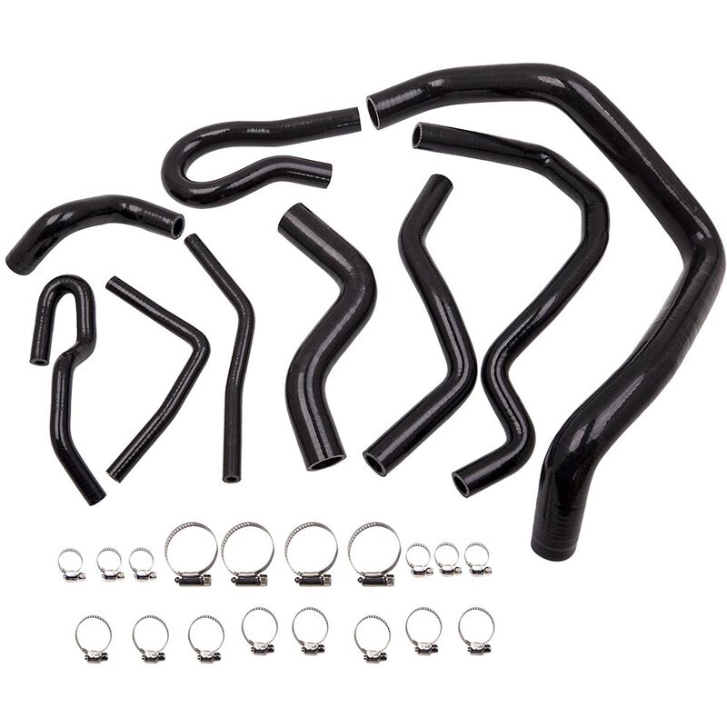 Maxpeedingrods - 9 x Silicone Radiator Hose Pipe Black For honda civic D15 D16 sohc eg/ek 92-00