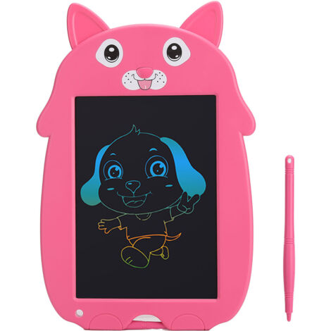9-Zoll-LCD-Zeichentablett für Kinder, abwischbare Zaubertafel mit Stift, rosa Hundeform – Kreatives Geschenk