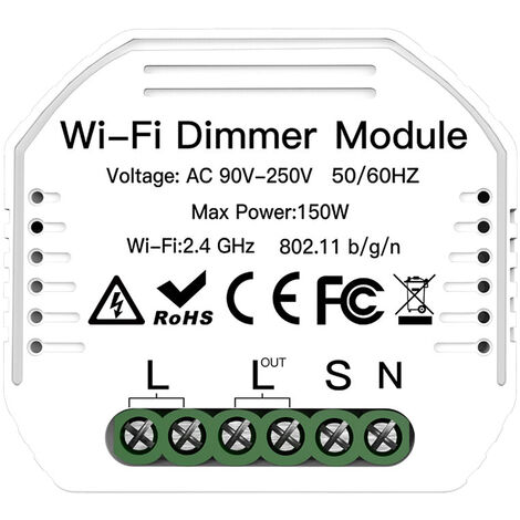 90-250V Wifi Dimmer Module Variateur Smart Switch Lumiere Commutateurs 2 Interrupteur App De Commande Vocale De Controle, Blanc, Module De Gradateur Wifi