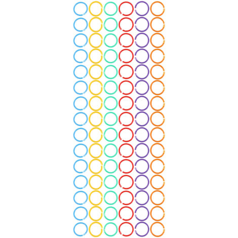 90 Anneaux Plastique Multicolores pour Classeurs - 27mm Diamètre Intérieur - Lot de 90 Pièces - 6 Couleurs Vives pour Organisation de Documents