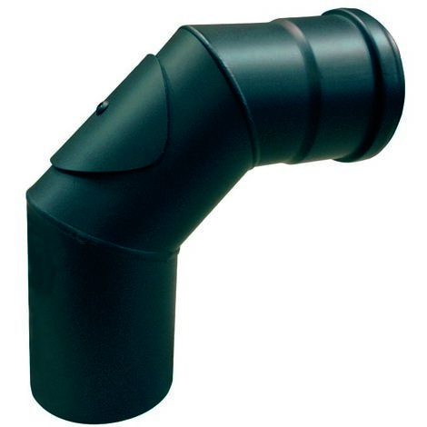 90°-Bogen mf - Stahl 1.2 mit Inspektion 90°-Bogen mit Inspektion d.100 schwarz pellet 1.2