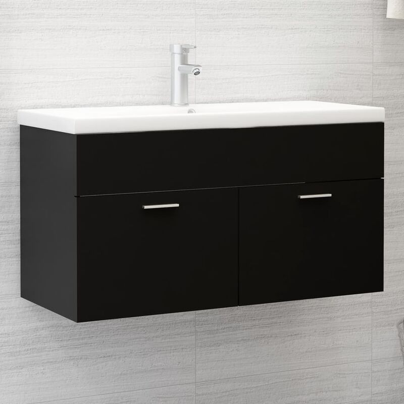 90 cm Conception moderne mobile sublavabo avec 2 portes différentes disponibles Couleur : noir