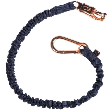 90 cm, nero: Corda tirante elastica con moschettone classico e antipanico rosa dorato