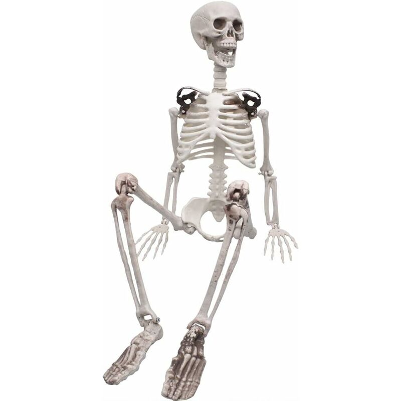 90 cm Posable Halloween Squelette complet Os humains réalistes avec articulations mobiles pour décoration de fête d'Halloween