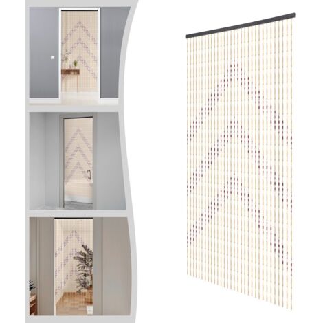 90 cm x 180 cm, 31 perles en bois en forme de flèche, rideau de porte suspendu de style bohème avec perles en bambou, décoration pour préserver l'intimité du cadre de porte.