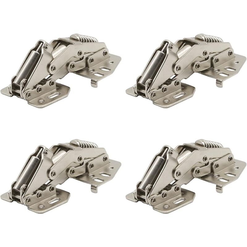 Cyslmuk - 90 Degree Cabinet Flap Hinges with Hydraulic Damping for Kitchen Caravan Motorhome Cabinet Doors Wardrobe Furniture Door Folding Hinge 4 Pcs