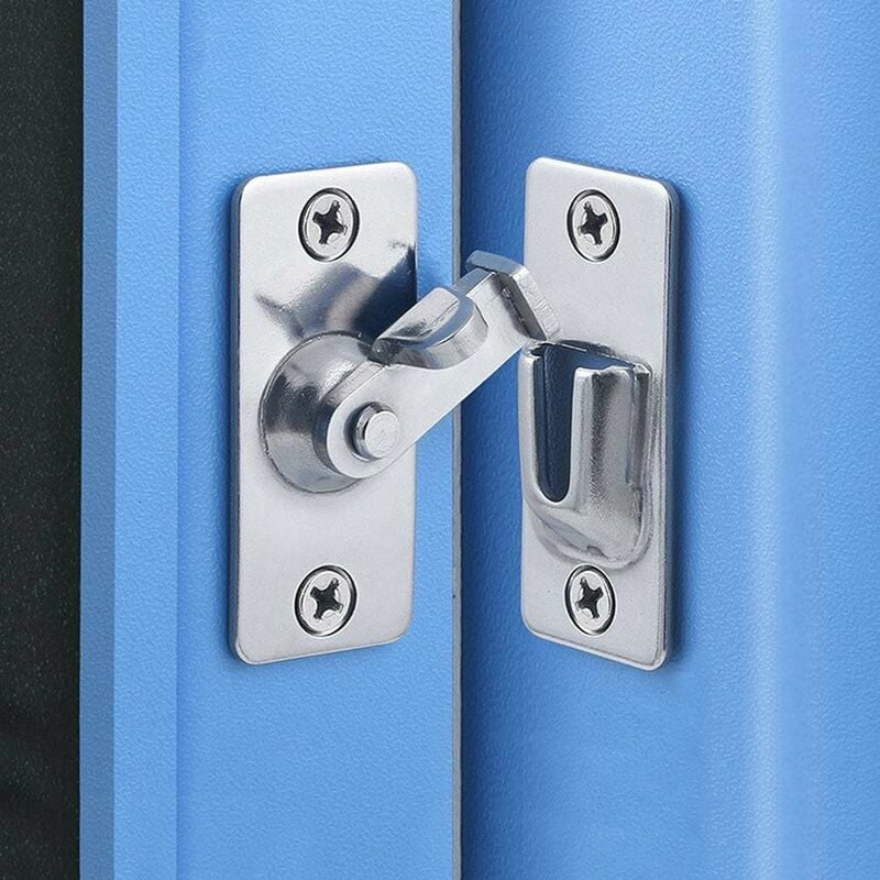 90 Degree Door Lock Latch, Stainless Steel Safety Angle Lock Latch for Sliding/Push Door, Satin Nickel