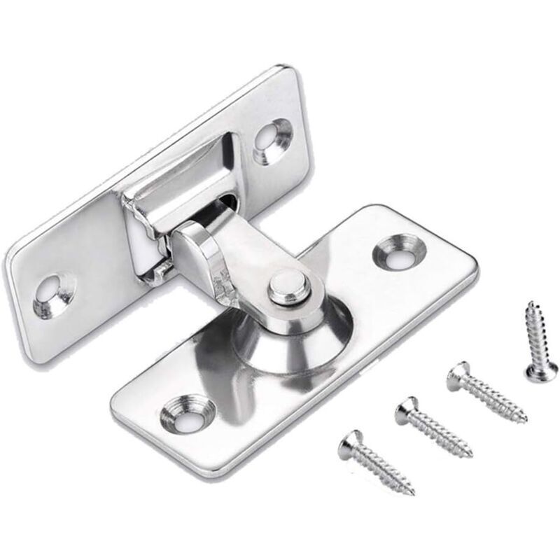 90-degree door lock latch, stainless steel security angle locking latch for sliding/push doors, satin nickel