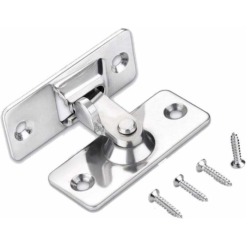 90-degree door lock latch, stainless steel security angle locking latch for sliding/push doors, satin nickel finish,