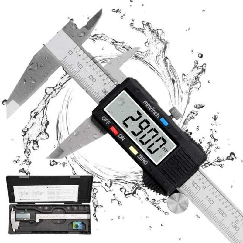 Linghhang - Vernier Caliper,Digital Vernier Caliper 150mm Stainless Steel Large lcd Display Adjustable Accuracy 0.01mm,mm/inch conversion,Splash