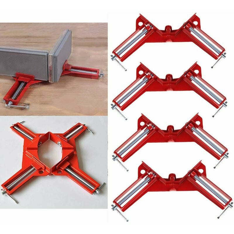 Hoopzi - 90 ° Degree Right Angle Clamp 4Pcs, Jaw Wood Adjustable Angle Vise Set, Red Angle Joint Clamp for woodworking, fish tank fixing, co.ukame