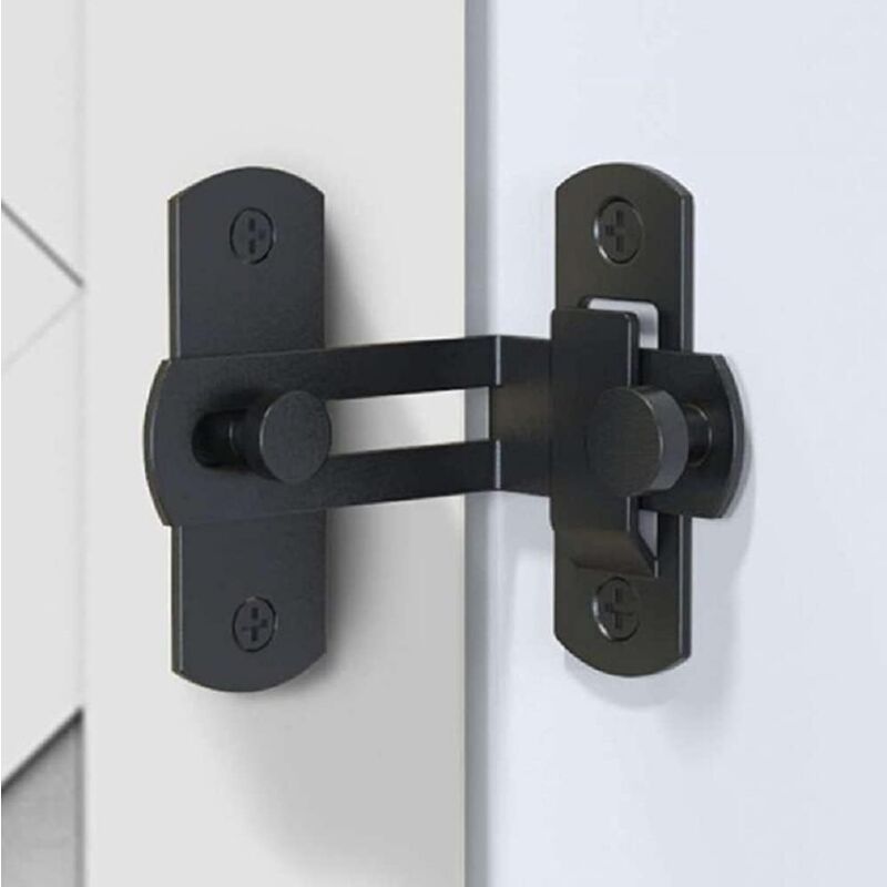 90 Degree Right Angle Door Lock Buckle Door and Window Lock Sliding Door Lock Door Lock (Black)