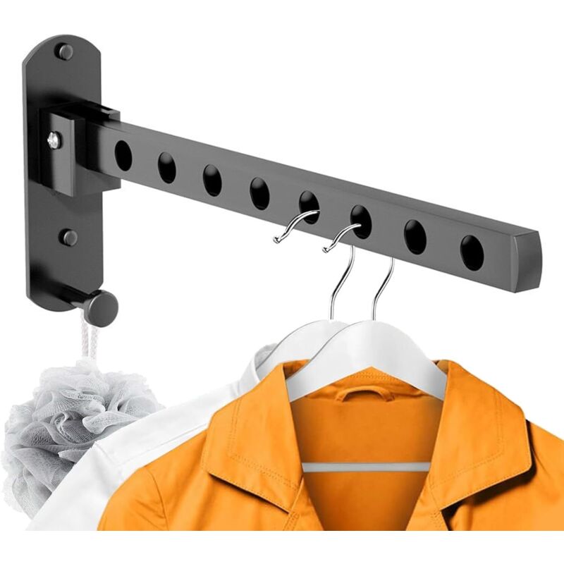90° Étendoir Mural, Etendoir Linge Exterieur Pliable, Rotation Séchoir À Linge Pliant, Cintre Mural Support de Séchage, Porte vêtements Pliable Mural