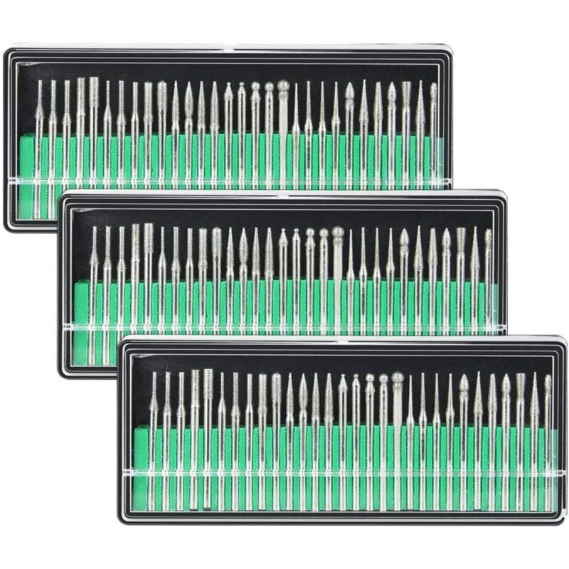 90 fresas de diamante con vástago de 3 mm, 120 granos, broca para muela, grabado de diamante, forma de tallado, herramienta de archivo, pulido,