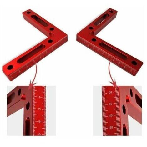 90-Grad-Winkel-Positionierungsdreieck-Linealblock mit rechtwinkliger Klemme, rot.